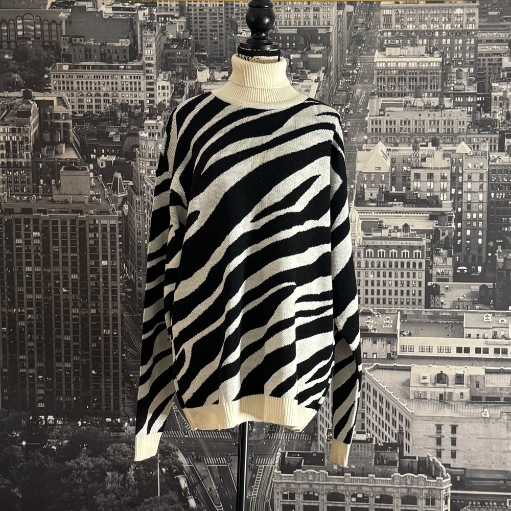Zebra Print Turtleneck Sweater - Picture 2 of 2